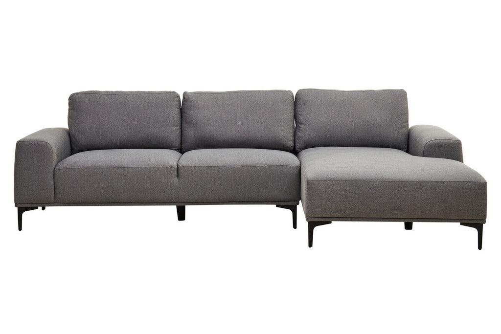 3 Seat Grey Fabric Right Chaise Sofa, Toulon