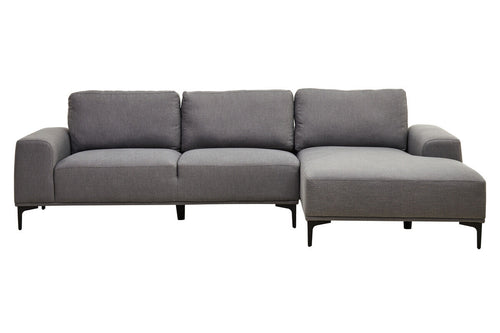 3 Seat Grey Fabric Right Chaise Sofa, Toulon