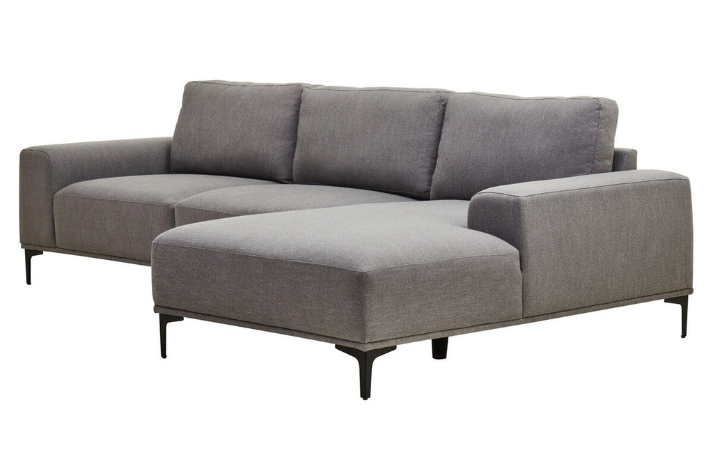 3 Seat Grey Fabric Right Chaise Sofa, Toulon