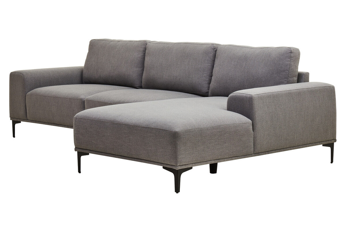 3 Seat Grey Fabric Right Chaise Sofa, Toulon
