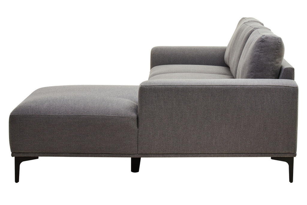 3 Seat Grey Fabric Right Chaise Sofa, Toulon