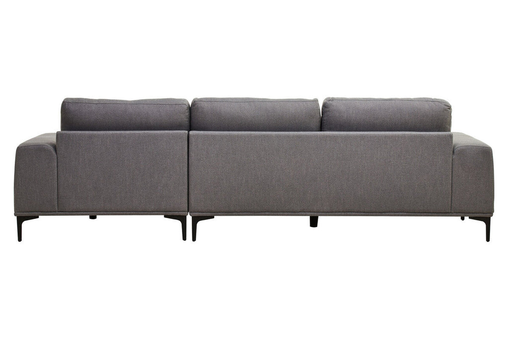 3 Seat Grey Fabric Right Chaise Sofa, Toulon