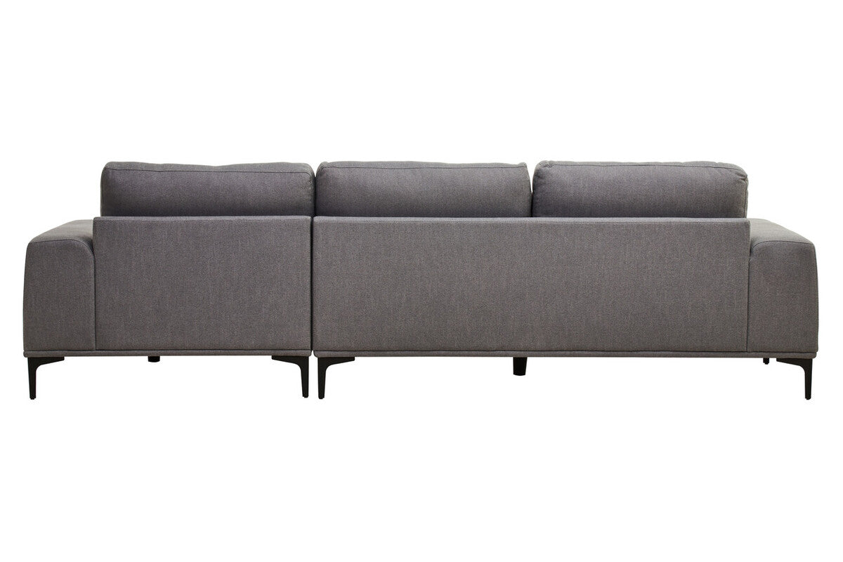 3 Seat Grey Fabric Right Chaise Sofa, Toulon