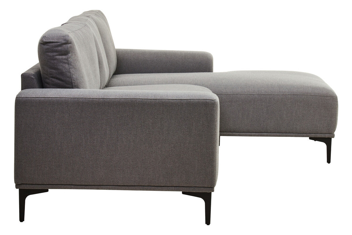 3 Seat Grey Fabric Right Chaise Sofa, Toulon