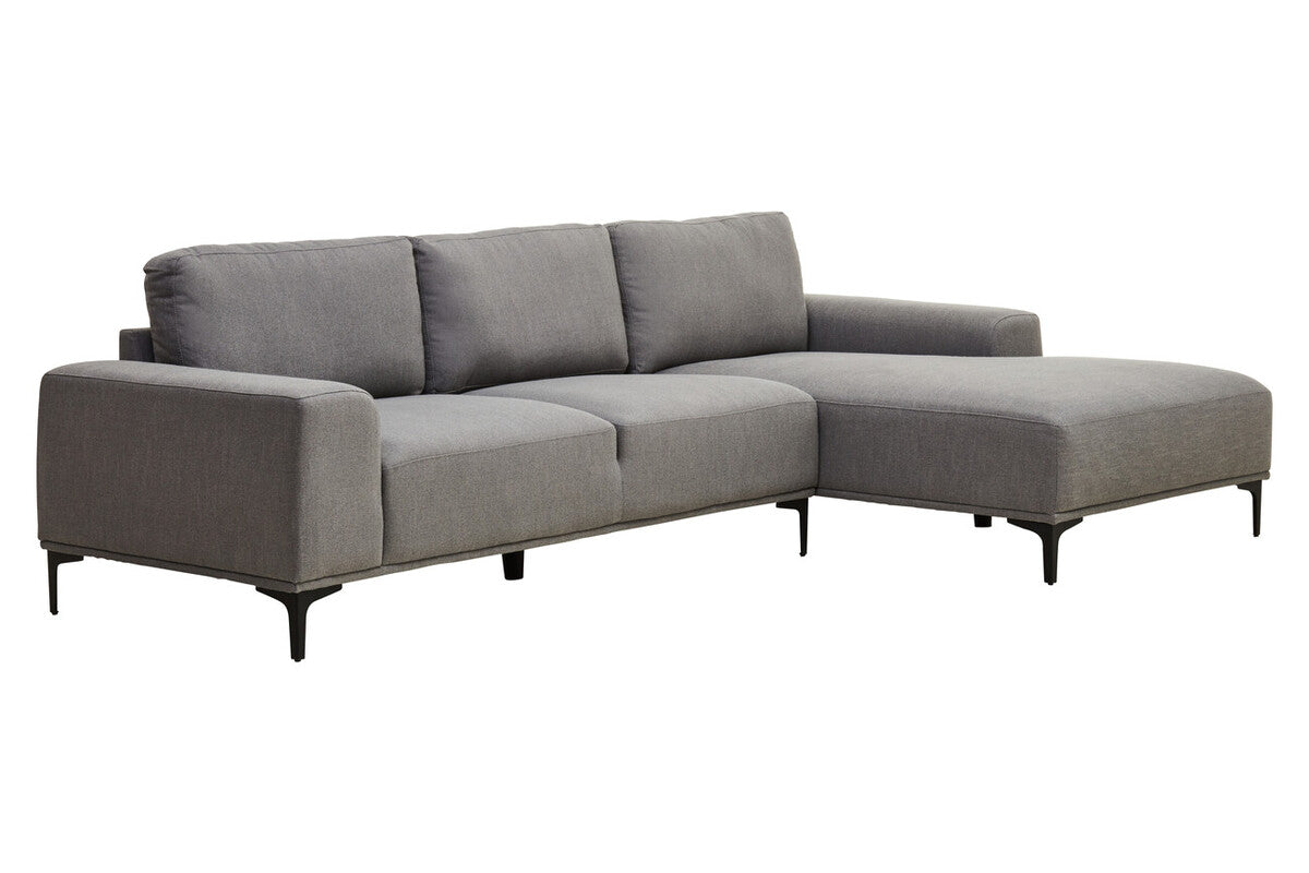 3 Seat Grey Fabric Right Chaise Sofa, Toulon