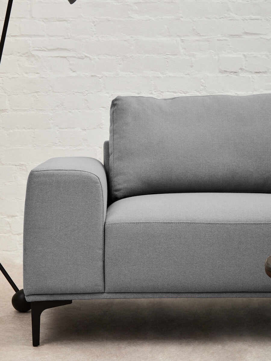 3 Seat Grey Fabric Right Chaise Sofa, Toulon