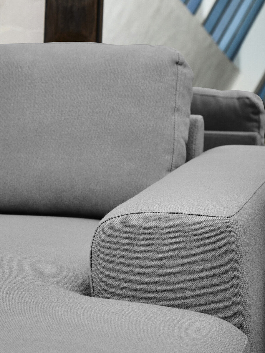 3 Seat Grey Fabric Right Chaise Sofa, Toulon