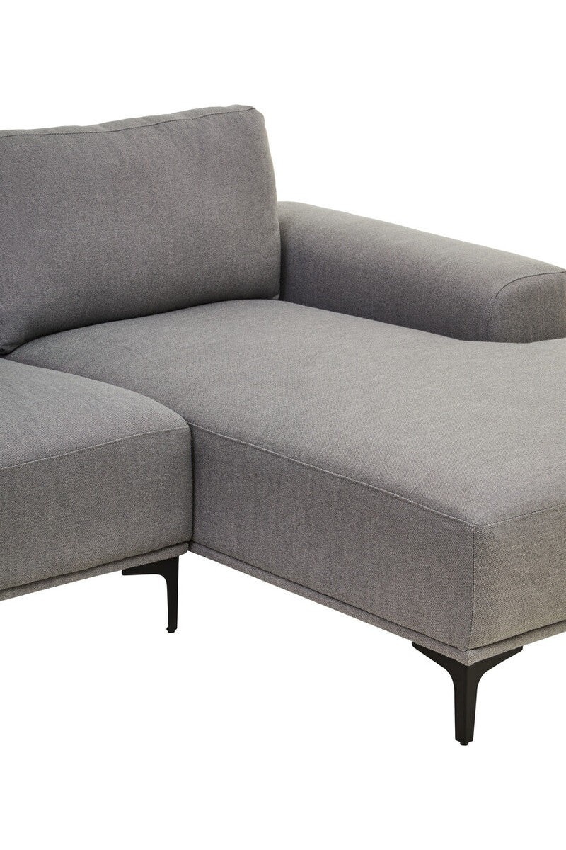 3 Seat Grey Fabric Right Chaise Sofa, Toulon