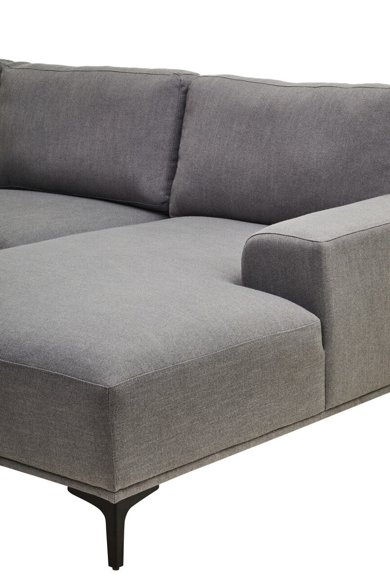 3 Seat Grey Fabric Right Chaise Sofa, Toulon