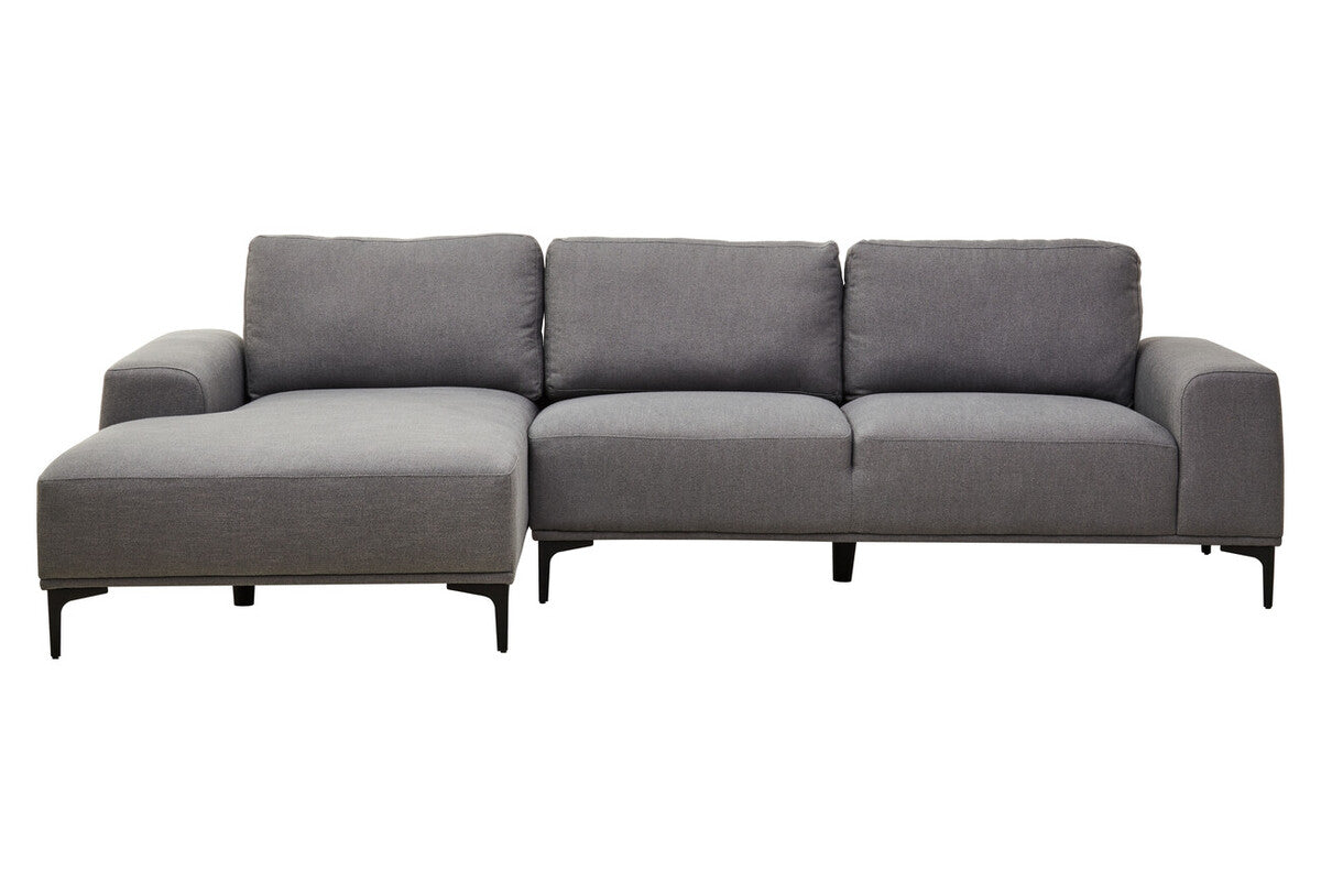 3 Seat Grey Fabric Left Chaise Sofa, Toulon