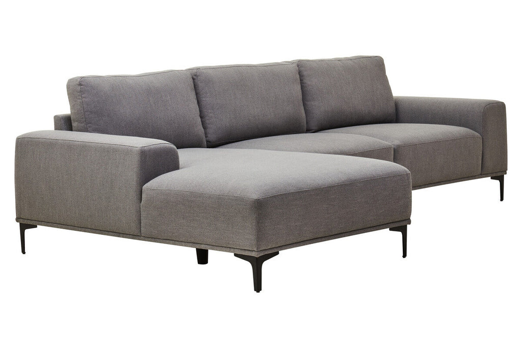 3 Seat Grey Fabric Left Chaise Sofa, Toulon