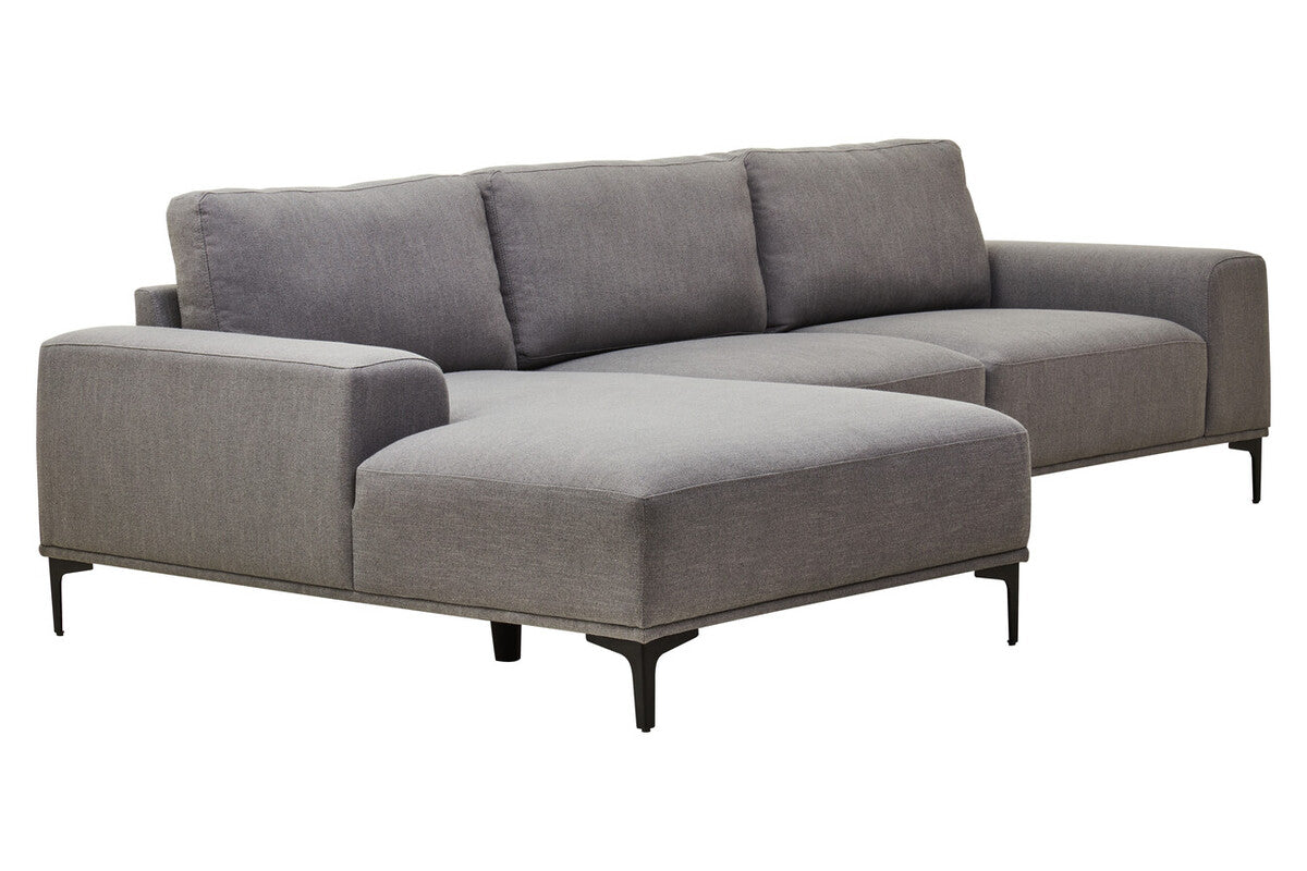 3 Seat Grey Fabric Left Chaise Sofa, Toulon
