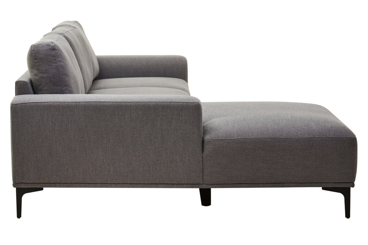 3 Seat Grey Fabric Left Chaise Sofa, Toulon