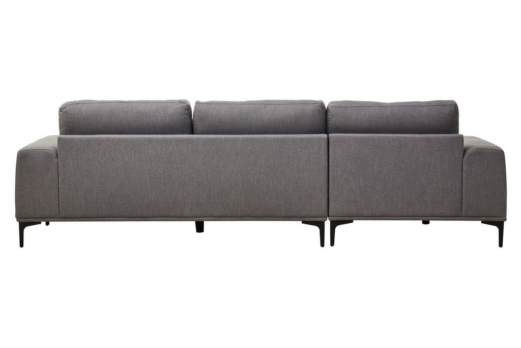 3 Seat Grey Fabric Left Chaise Sofa, Toulon
