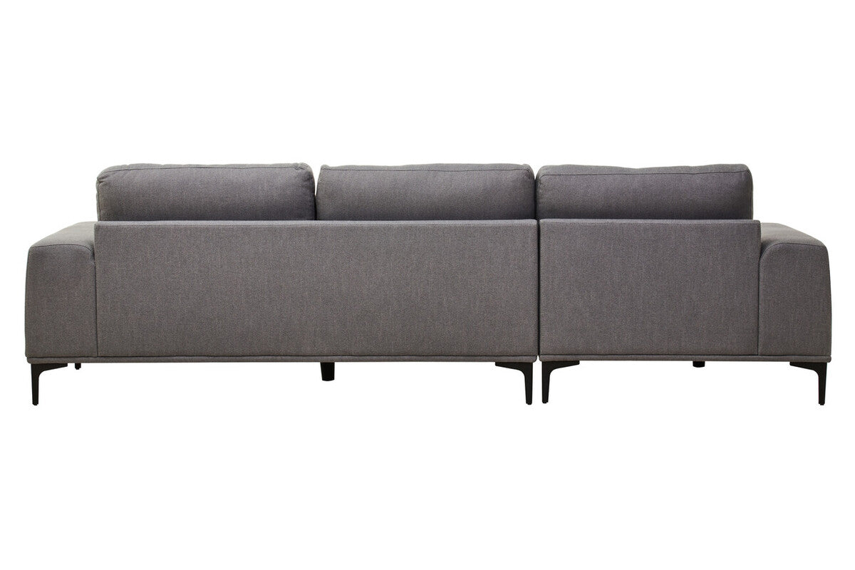 3 Seat Grey Fabric Left Chaise Sofa, Toulon