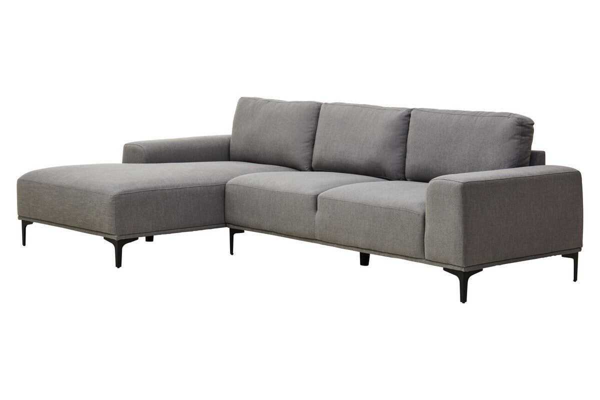 3 Seat Grey Fabric Left Chaise Sofa, Toulon