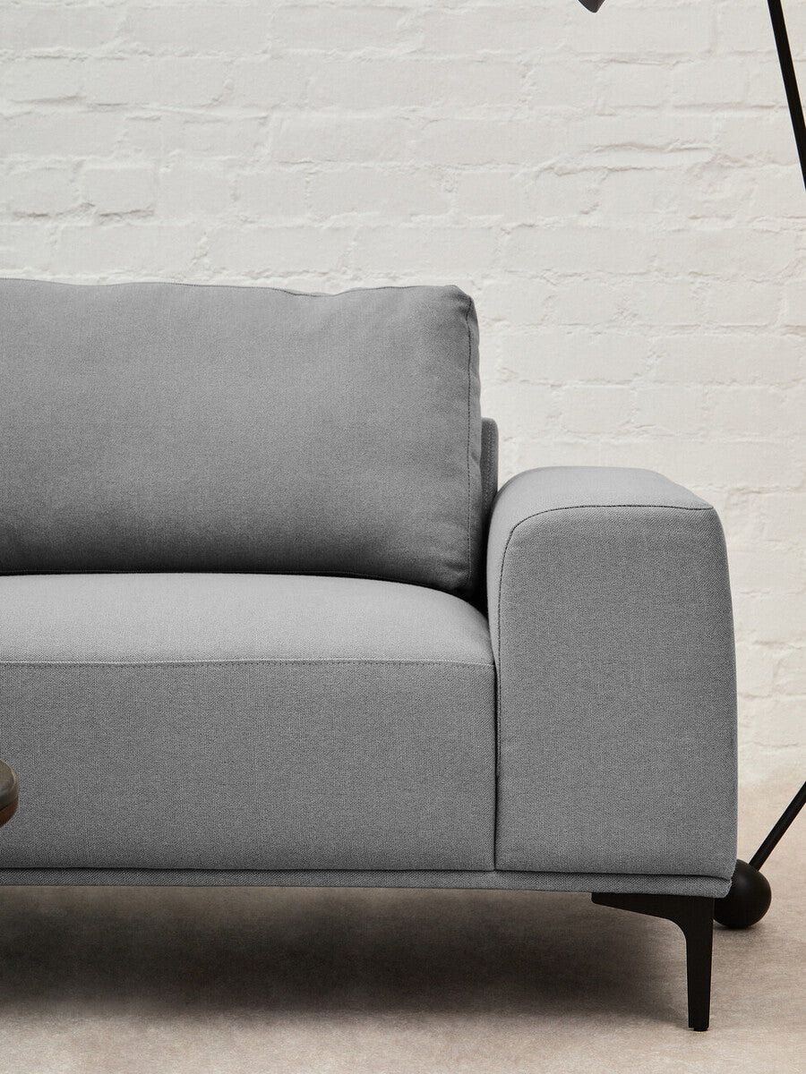 3 Seat Grey Fabric Left Chaise Sofa, Toulon