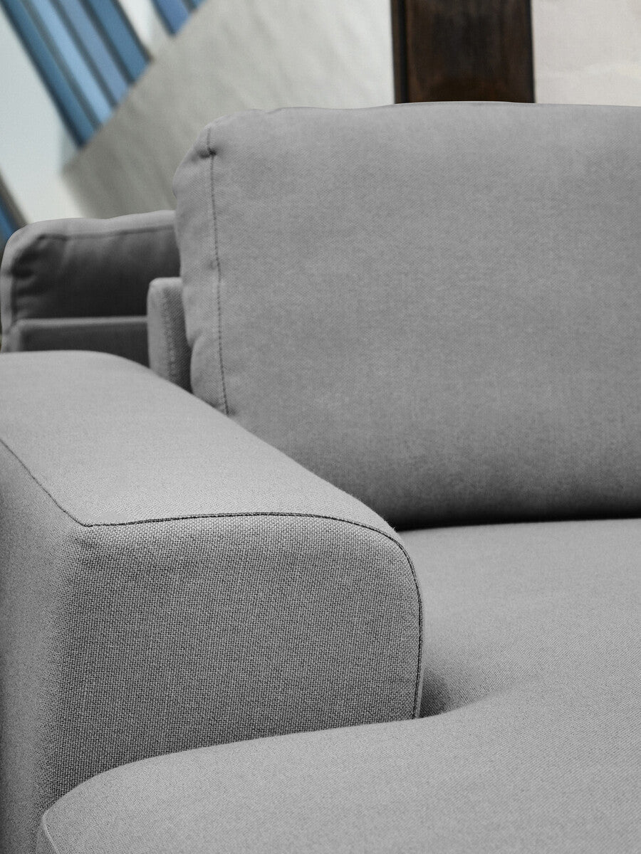 3 Seat Grey Fabric Left Chaise Sofa, Toulon