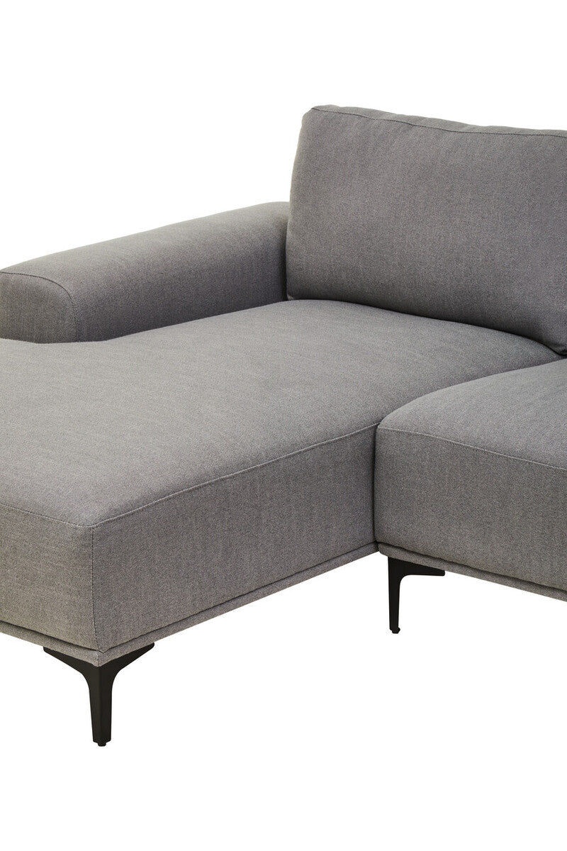 3 Seat Grey Fabric Left Chaise Sofa, Toulon