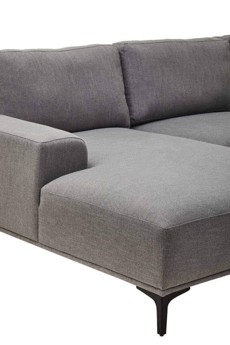 3 Seat Grey Fabric Left Chaise Sofa, Toulon