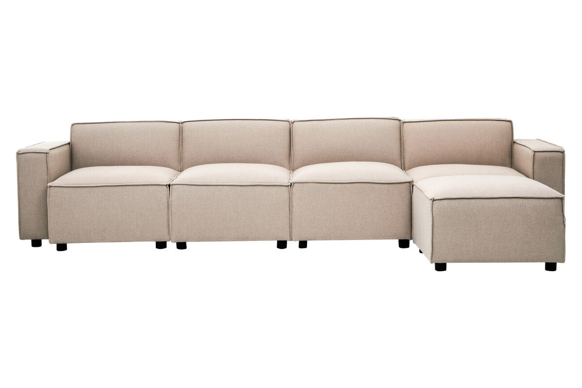 Natural Fabric Armless Modular Sofa, Toulouse
