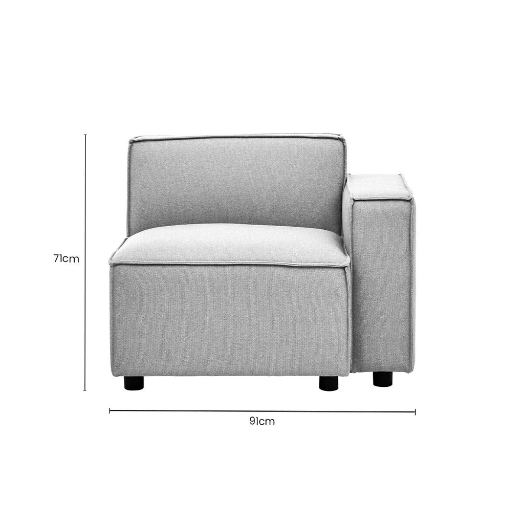 Grey Fabric Right Arm Modular Sofa, Toulouse