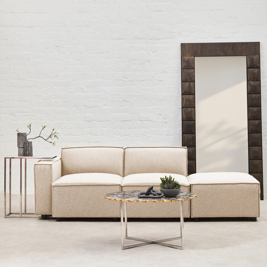 Cream Fabric Modular Ottoman, Toulouse