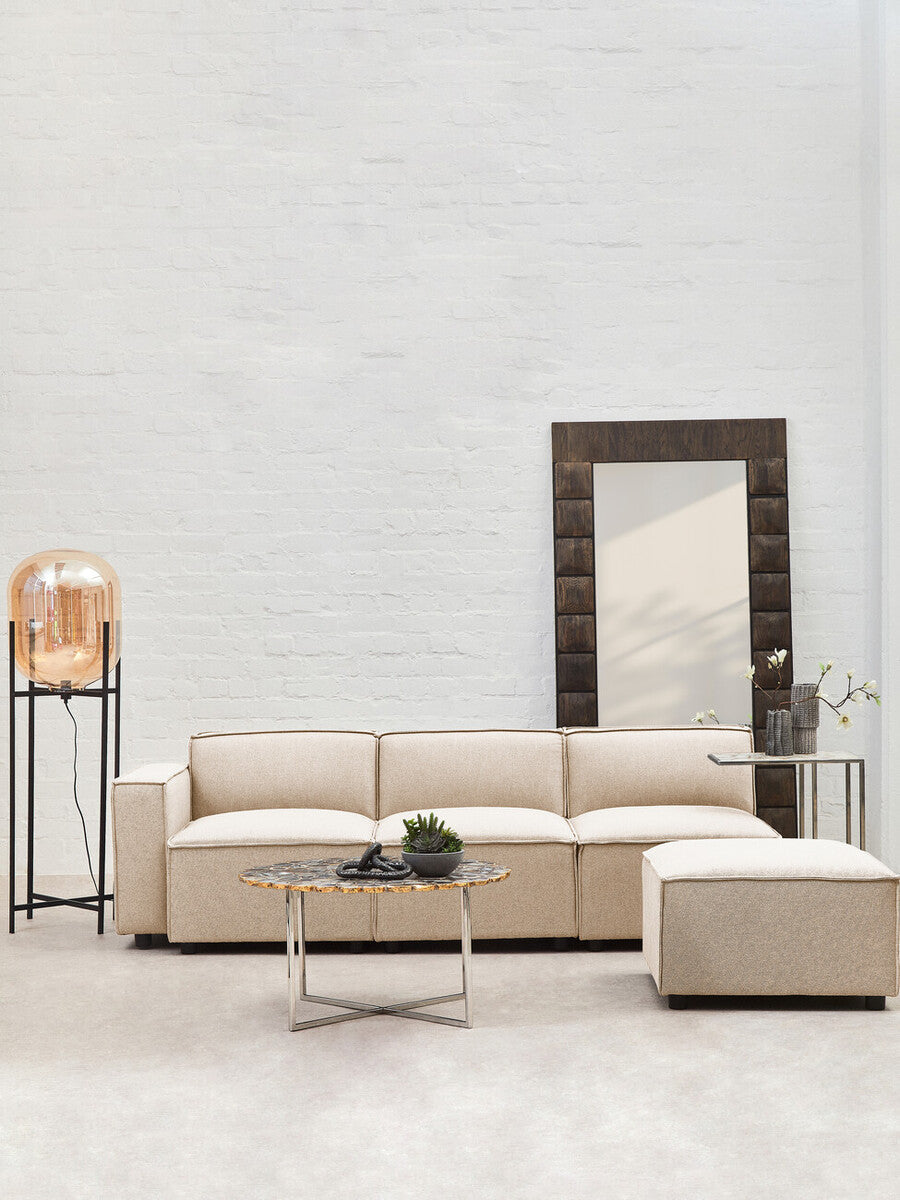 Cream Fabric Modular Ottoman, Toulouse