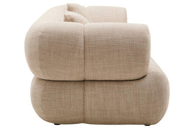 3 Seat Cream Linen Curved Sofa, Ordona