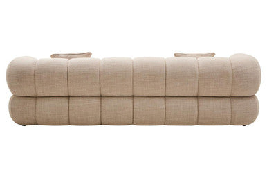 3 Seat Cream Linen Curved Sofa, Ordona