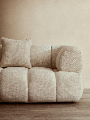 3 Seat Cream Linen Curved Sofa, Ordona