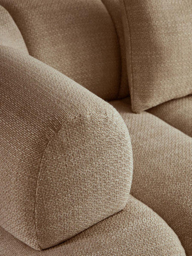 3 Seat Cream Linen Curved Sofa, Ordona