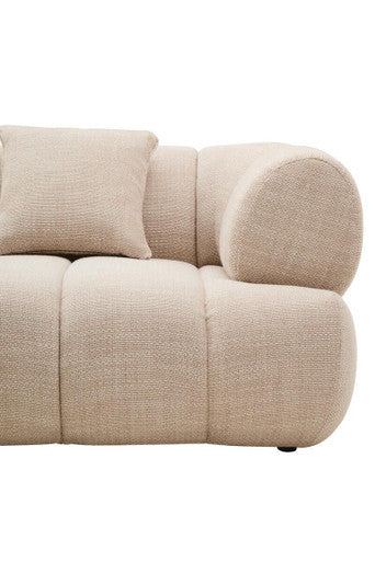3 Seat Cream Linen Curved Sofa, Ordona