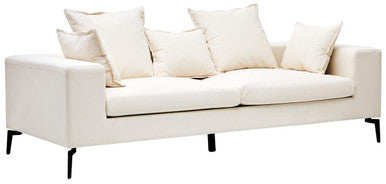 3 Seat Textured Fabric Cream Sofa, Avignon