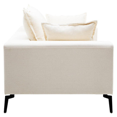 3 Seat Textured Fabric Cream Sofa, Avignon