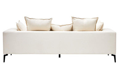 3 Seat Textured Fabric Cream Sofa, Avignon