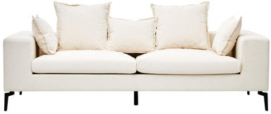 3 Seat Textured Fabric Cream Sofa, Avignon