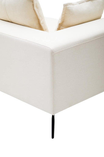 3 Seat Textured Fabric Cream Sofa, Avignon