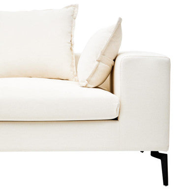 3 Seat Textured Fabric Cream Sofa, Avignon