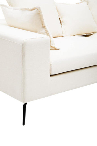3 Seat Textured Fabric Cream Sofa, Avignon