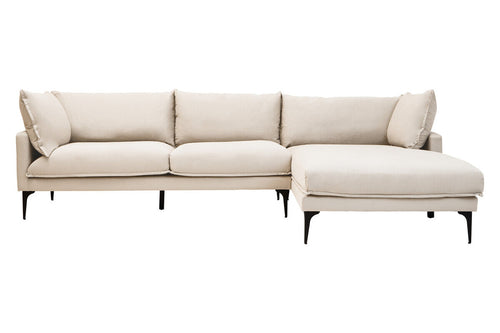 3 Seat Cream Right Chaise Sofa, Comfee
