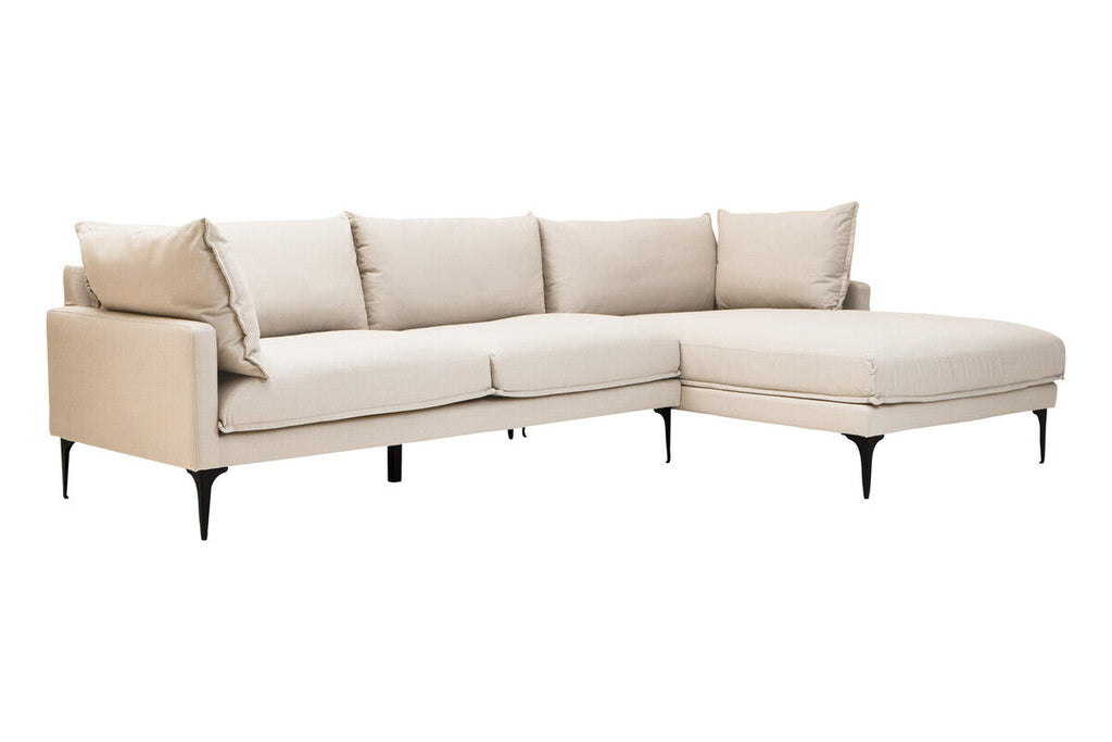 3 Seat Cream Right Chaise Sofa, Comfee