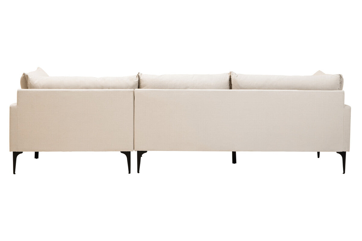 3 Seat Cream Right Chaise Sofa, Comfee