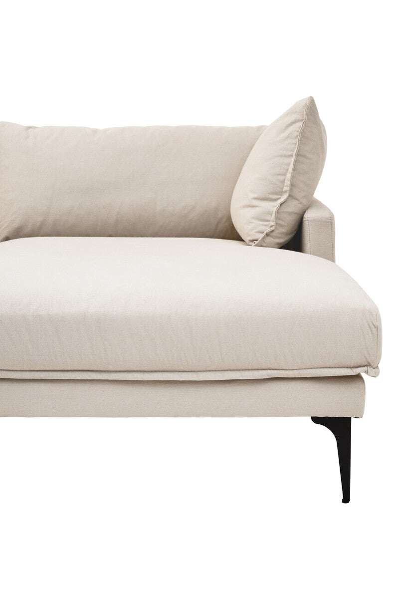 3 Seat Cream Right Chaise Sofa, Comfee