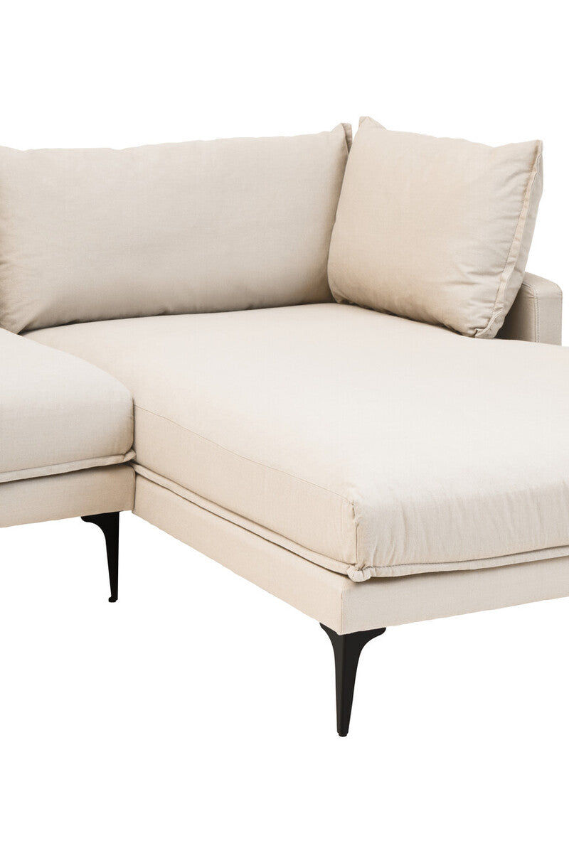 3 Seat Cream Right Chaise Sofa, Comfee