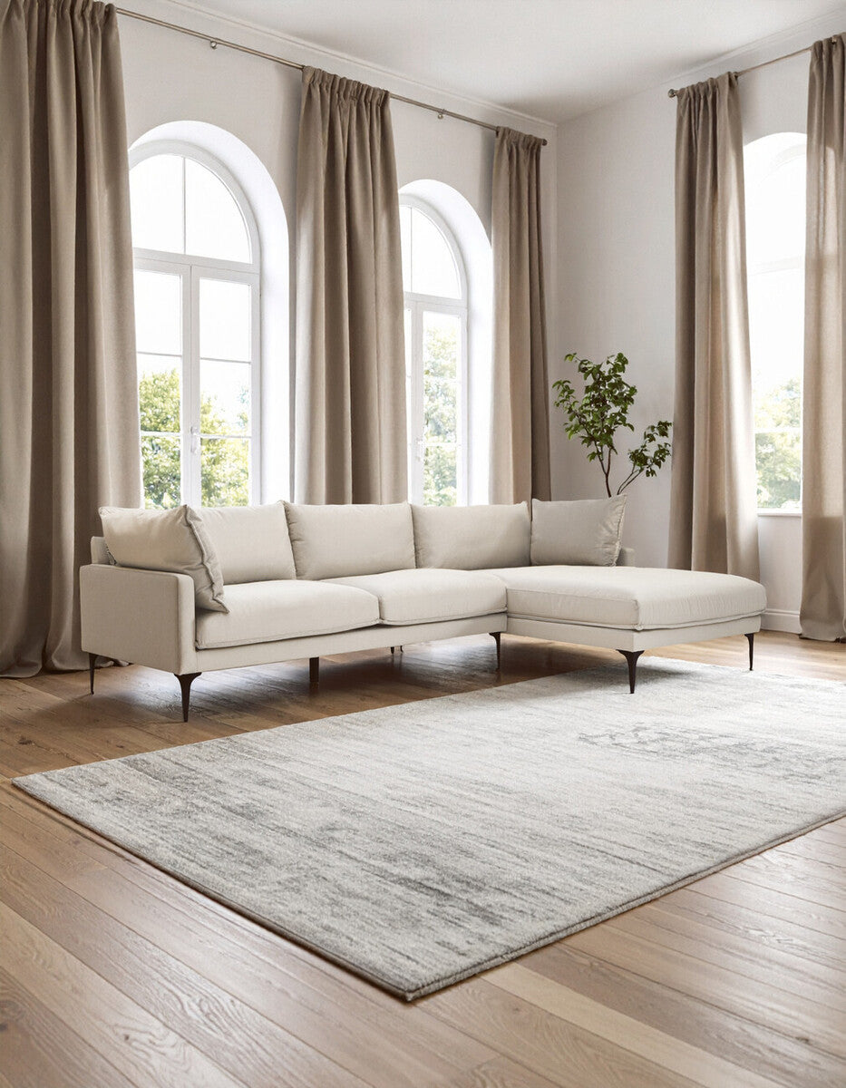 3 Seat Cream Right Chaise Sofa, Comfee