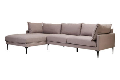3 Seat Grey Left Chaise Sofa, Comfee