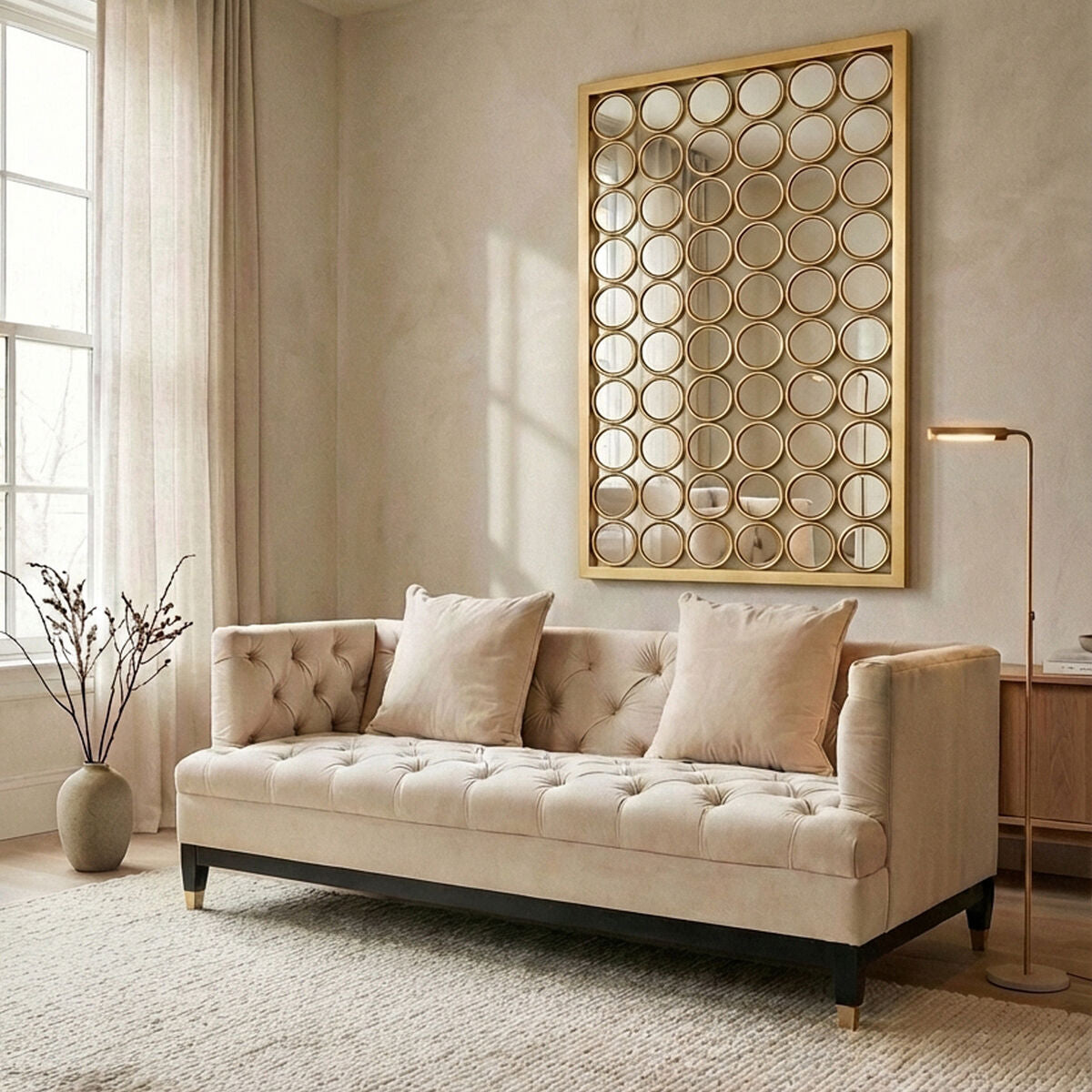2 Seat Ivory Fabric Sofa, Sefira
