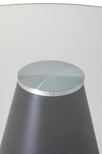 Black Metal Conical Base Round Dining Table With Clear Glass Top, Azalea