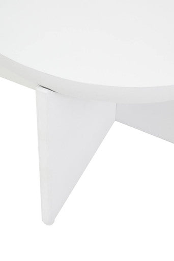 Whitewash Mango Wood Round Coffee Table With Cut-Out Pedestal Base, Walsa